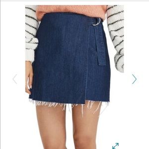 Madewell frayed hem denim mini skirt